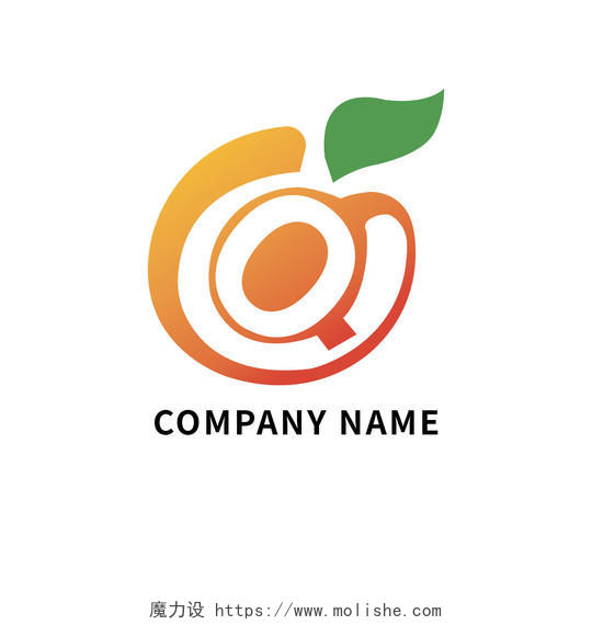 橙色商务水果字母logo标识设计